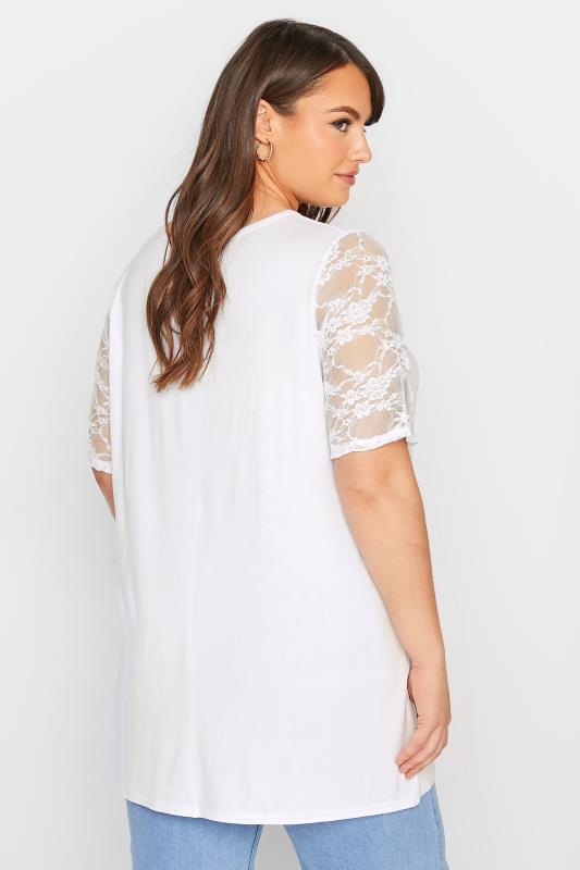 LIMITED COLLECTION Curve White Lace Sleeve T-Shirt_C.jpg