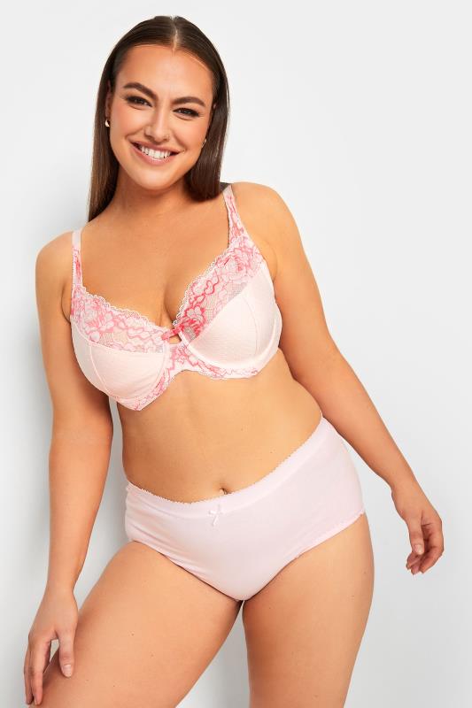 YOURS Pink Stretch Lace Non-Padded Underwired Balcony Bra