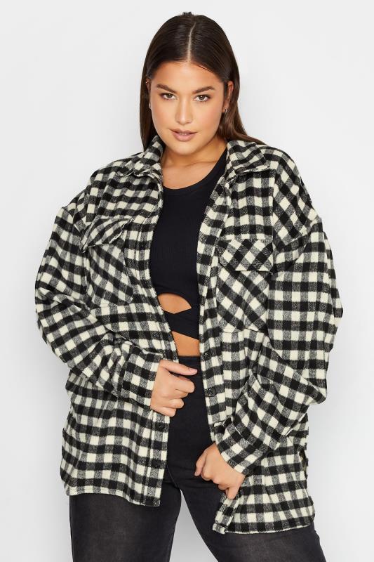  Grande Taille LTS Tall Black & White Check Shacket