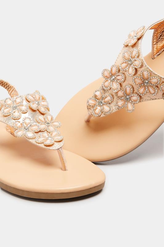 Rose Gold Diamante Flower Sandals In Extra Wide EEE Fit_D.jpg