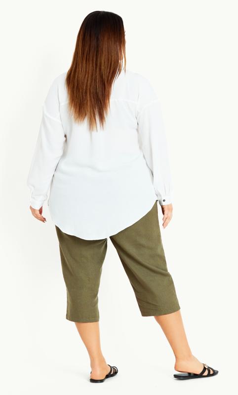 Linen Blend Crop Trouser Khaki 3