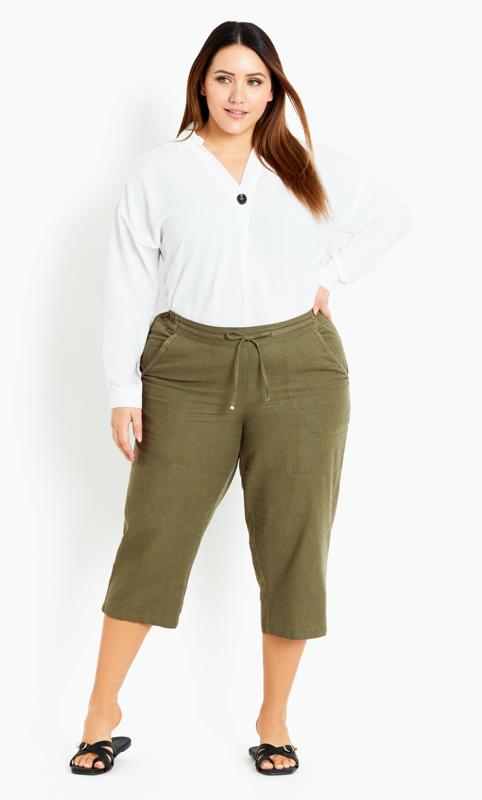  Grande Taille Evans Khaki Green Cropped Trousers