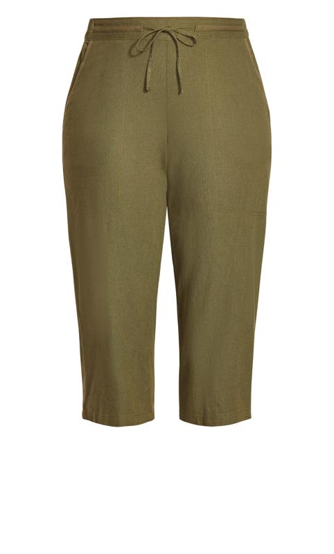 Linen Blend Crop Trouser Khaki 5