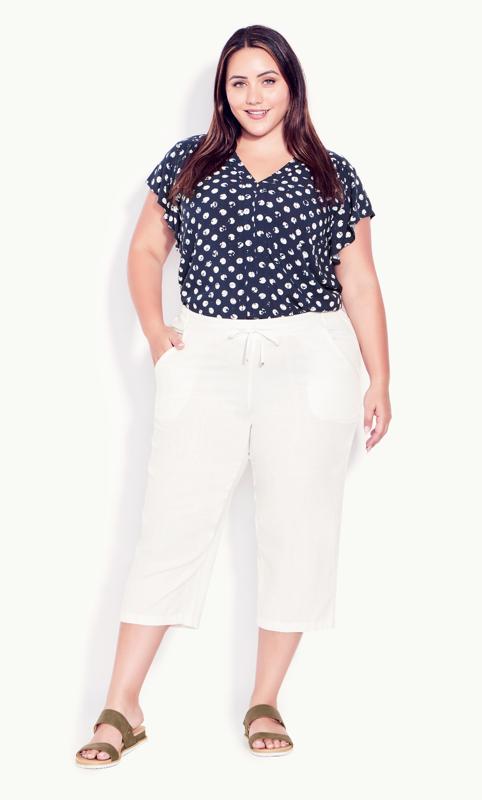 Plus Size  Evans White Cropped Trousers