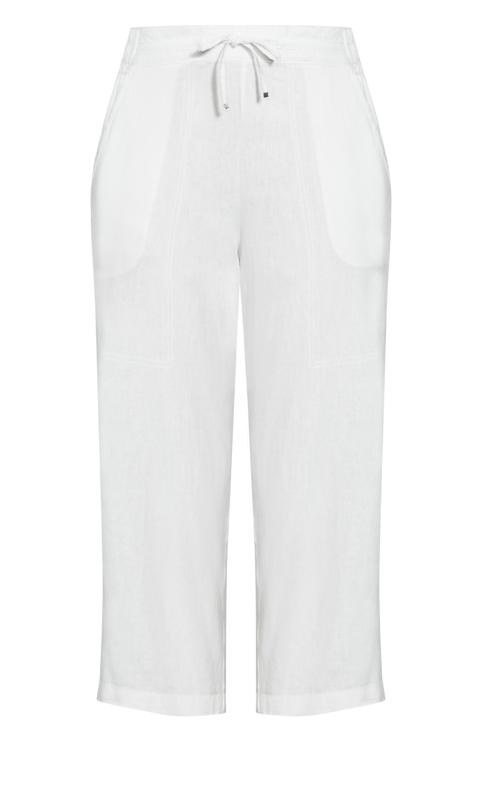 Linen Blend Crop White Trouser 5