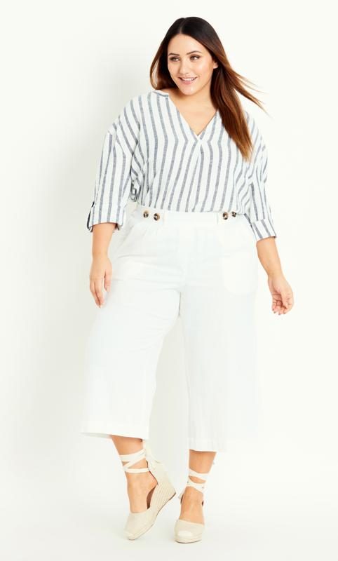  Grande Taille Evans White Wide Leg Culotte Trousers