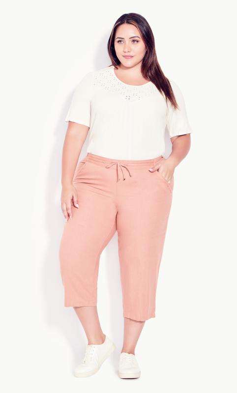  Evans Pink Cropped Linen Trousers