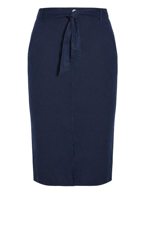 Linen Blend Skirt Navy 5