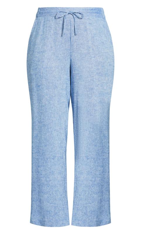 Linen Blend Chambray Blue Trousers 4