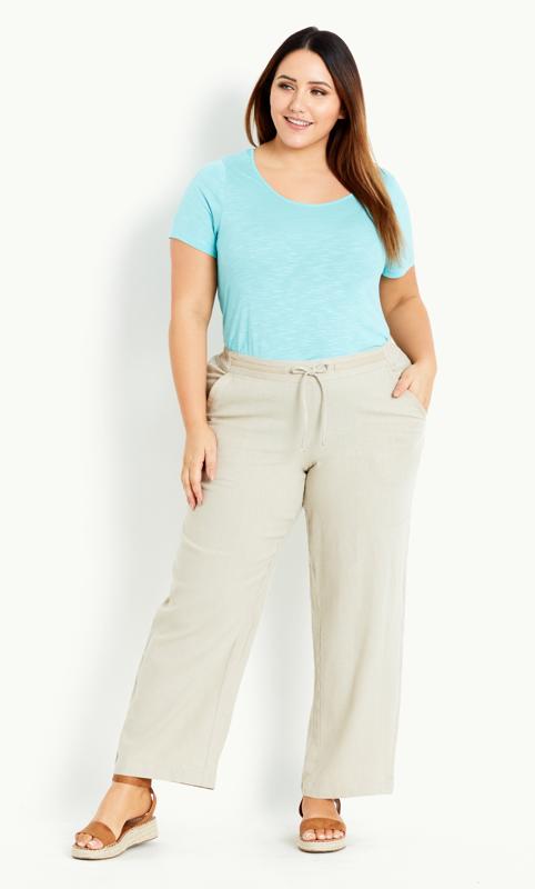  Grande Taille Evans Stone Brown Relaxed Linen Trouser
