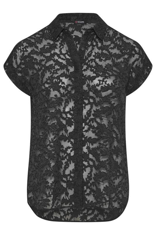 Plus Size Black Textured Floral Print Shirt | Yours Clothing  6