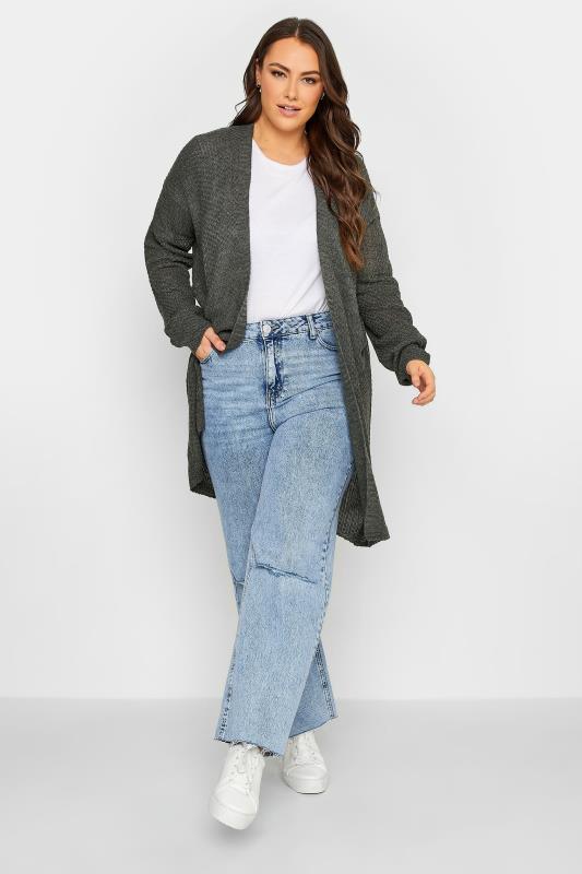 Plus Size Charcoal Grey Knitted Cardigan | Yours Clothing 2