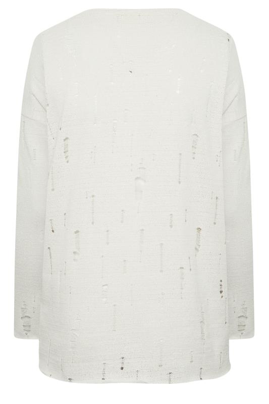 YOURS LUXURY Plus Size Ivory White Distressed Stitch Knitted Jumper | Yours Clothing 8
