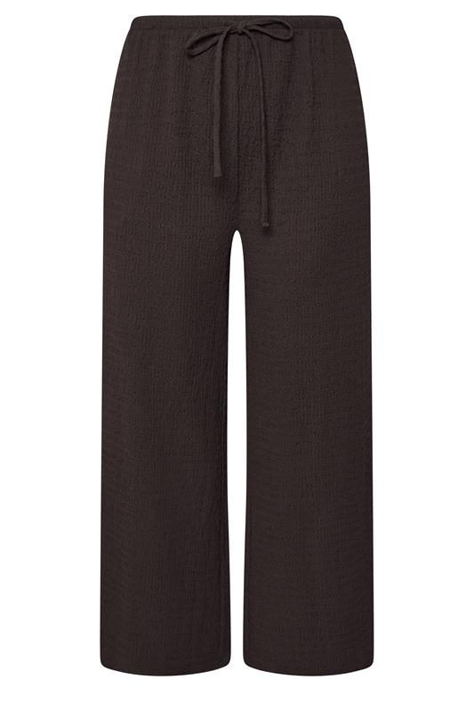 YOURS Plus Size Chocolate Brown Wide Leg Crinkle Trousers | Yours Clothing 6