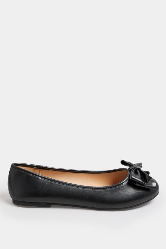 Black Bow Front Ballet Pump In Extra Wide EEE Fit | Yours Clothing 3