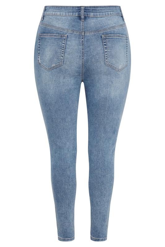 YOURS FOR GOOD Curve Mid Blue Ripped AVA Jeans 5