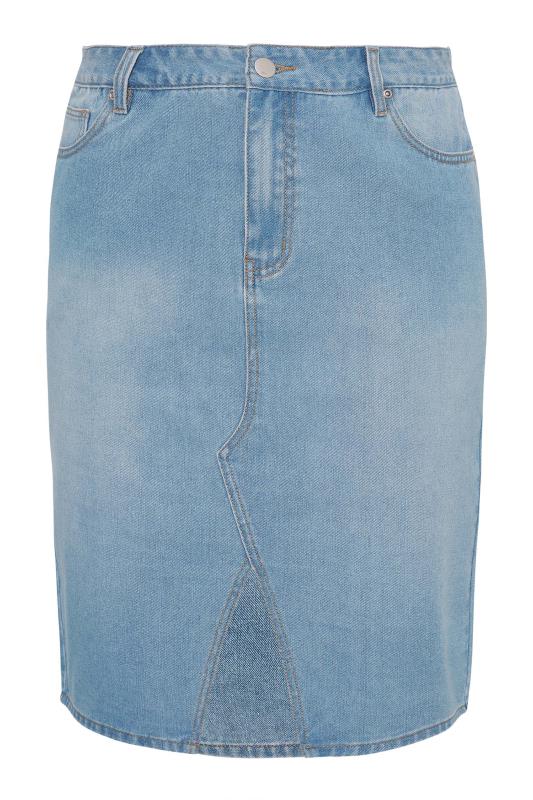Plus Size Blue Denim Stretch Midi Skirt | Yours Clothing 5