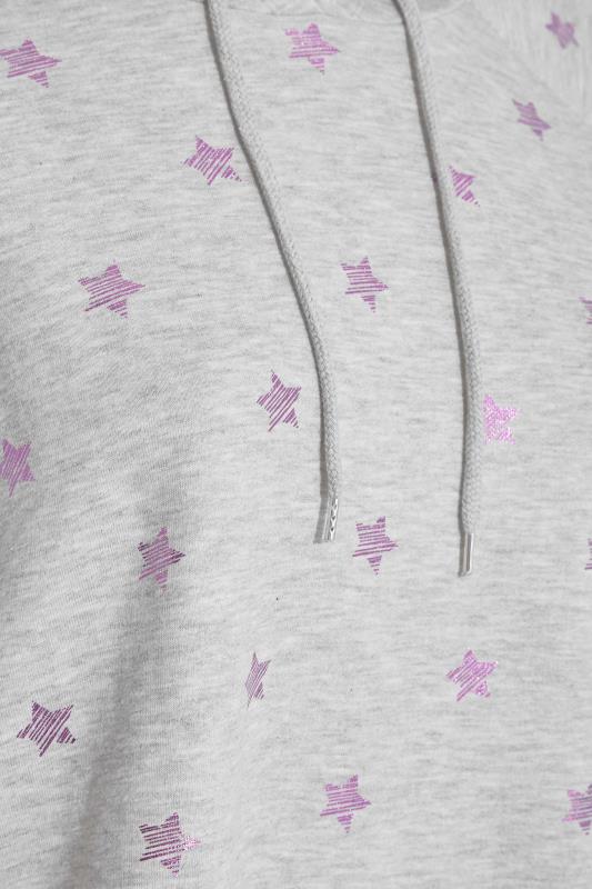 Plus Size Grey Star Print Hoodie | Yours Clothing  7