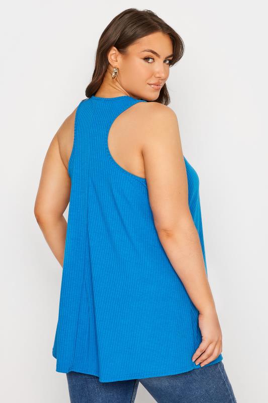 LIMITED COLLECTION Plus Size Cobalt Blue Racer Back Swing Vest Top | Yours Clothing 3