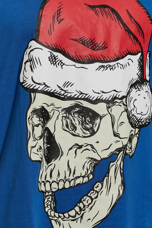 KAM Big & Tall Blue Santa Skull Print T-Shirt 3