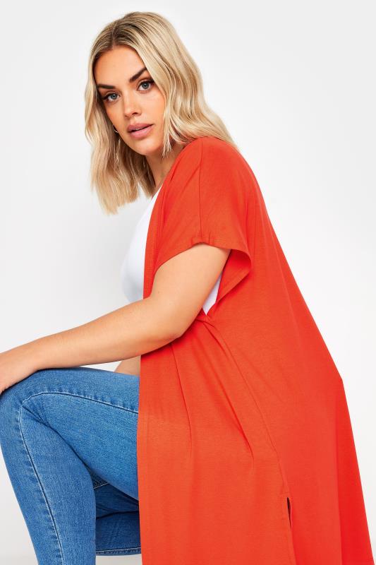 YOURS Plus Size Orange Short Sleeve Cardigan | Yours Clothing 5