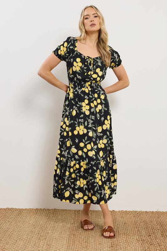 LTS Tall Women's Black Lemon Print Midi Dress | Long Tall Sally 2