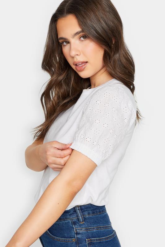 Petite White Broderie Anglaise Puff Sleeve Top | PixieGirl  4
