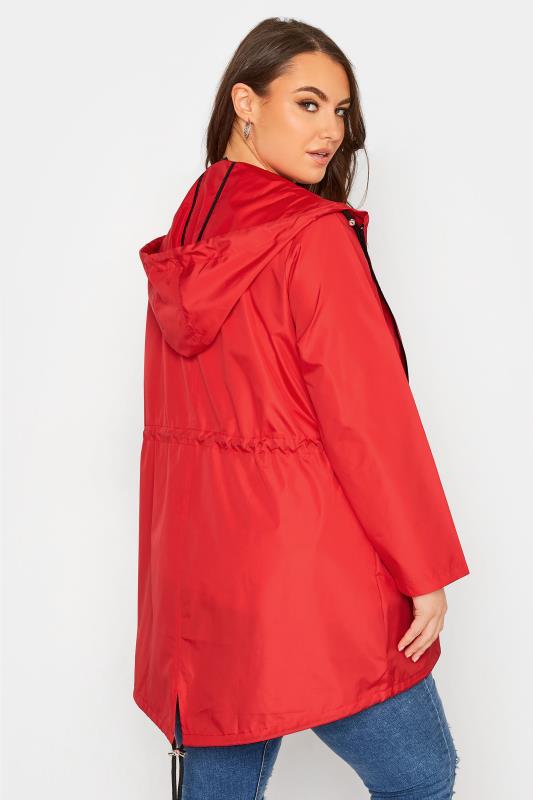 Plus Size Red Pocket Parka | Yours Clothing 3