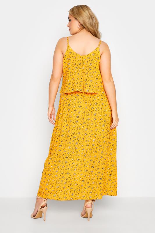 YOURS LONDON Curve Yellow Ditsy Floral Overlay Dress 3