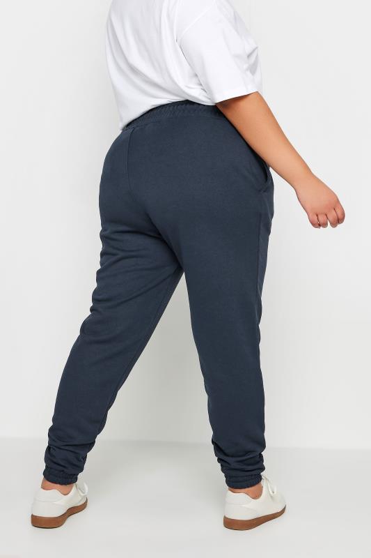 YOURS Plus Size Navy Blue Elasticated Joggers | Yours Clothing 3