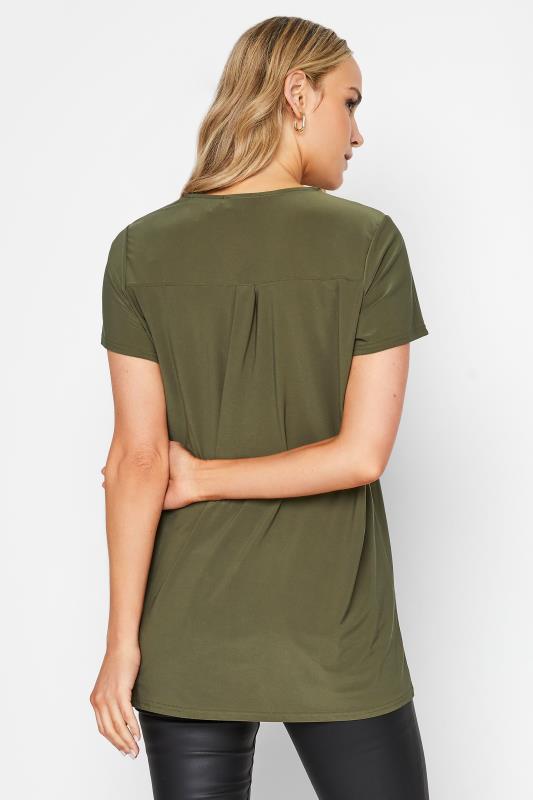LTS Tall Women's Khaki Green Zip Detail T-Shirt | Long Tall Sally 3