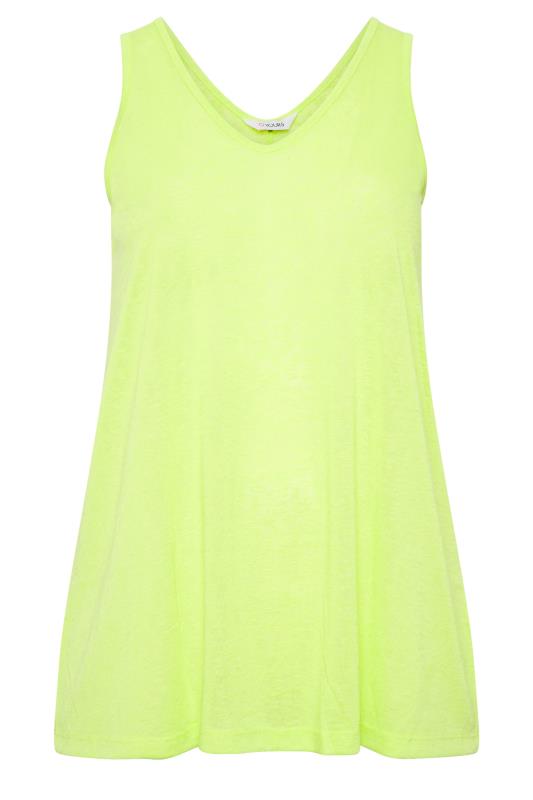 YOURS Curve Plus Size Lime Green Linen Look Vest Top | Yours Clothing  6