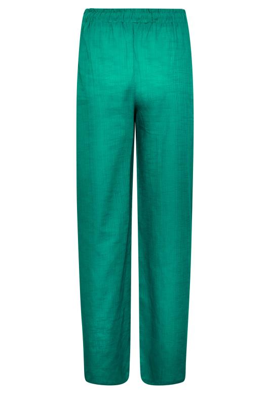 LTS Tall Women's Green Cotton Wide Leg Beach Trousers | Long Tall Sally 5