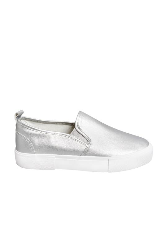 Silver Slip-On Trainers In Wide E Fit | Yours Clothing 6