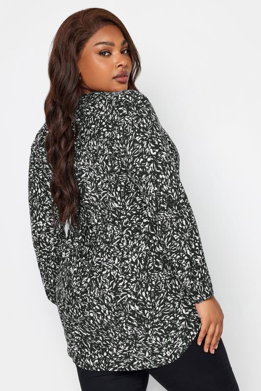 YOURS Curve Plus Size Black Floral Pintuck Shirt | Yours Clothing  3