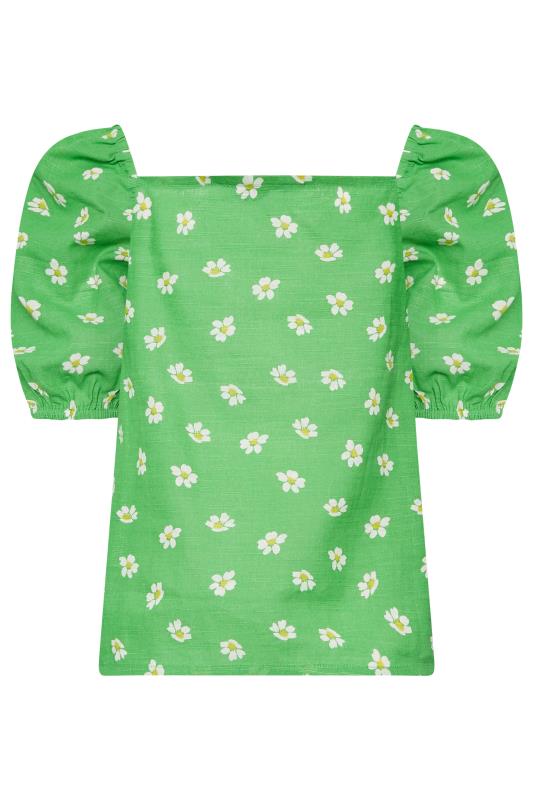 LTS Tall Women's Green Floral Print Linen Blend Top | Long Tall Sally 5