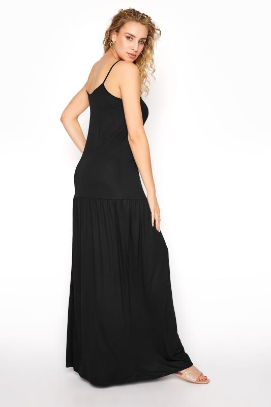LTS Tall Black Strappy Drop Waist Maxi Dress 3