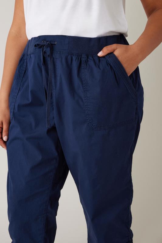 Evans Navy Blue Elasticated Waist Cropped Trousers 4