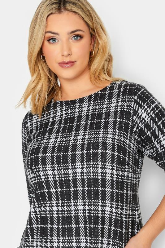 Plus Size Black Check Soft Touch Tunic Dress | Yours Clothing 4
