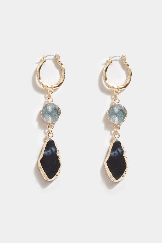 Gold Tone Stone Drop Earrings | Yours Clothing 2