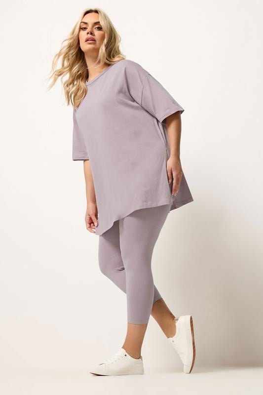 YOURS Plus Size Lilac Longline T-Shirt | Yours Clothing 1