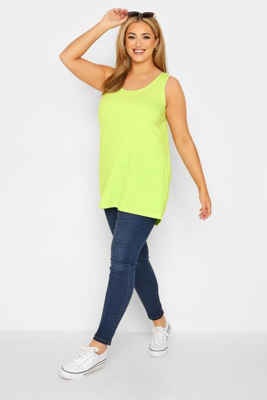 Curve Bright Lime Green Basic Vest Top 2