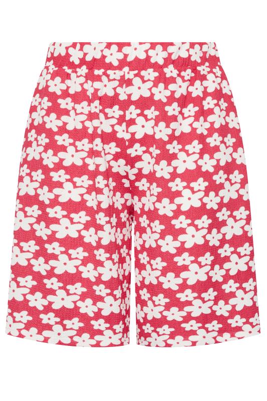YOURS Plus Size Pink & White Floral Print Pull On Shorts | Yours Clothing 5