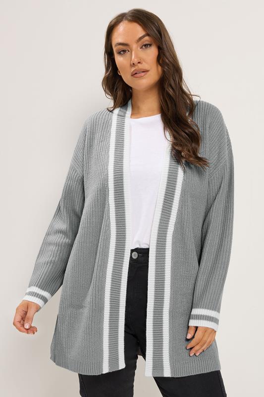  YOURS Curve Grey Contrast Edge Cardigan