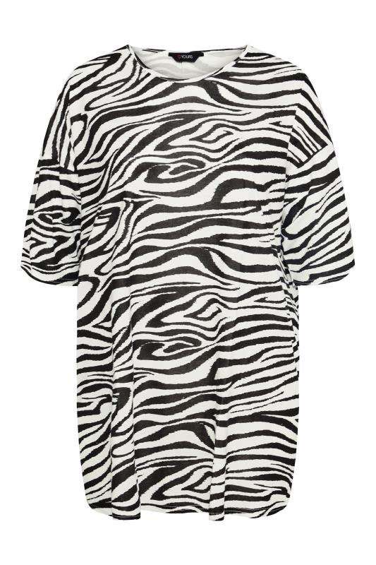 Plus Size White Zebra Print Oversized T-Shirt | Yours Clothing 5