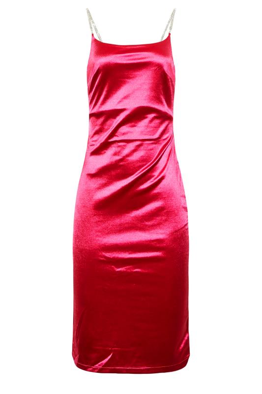 LTS Tall Hot Pink Diamante Strap Satin Midi Slip Dress | Long Tall Sally 6