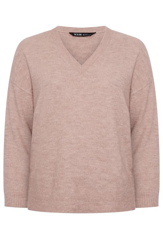 YOURS Plus Size Pink V-Neck Soft Touch Jumper | Yours Clothing 6