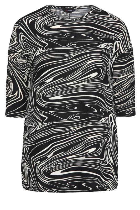 Plus Size Black Marble Print Top | Yours Clothing  6