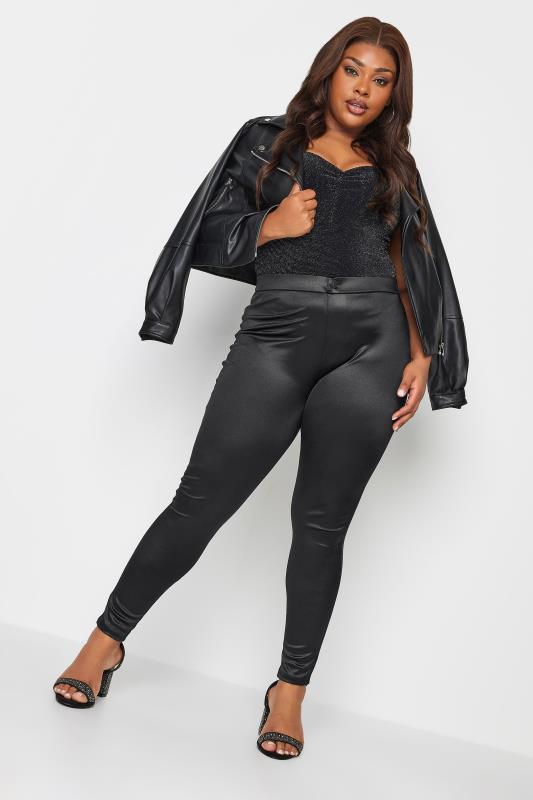 YOURS Plus Size Black Disco Leggings | Yours Clothing 2
