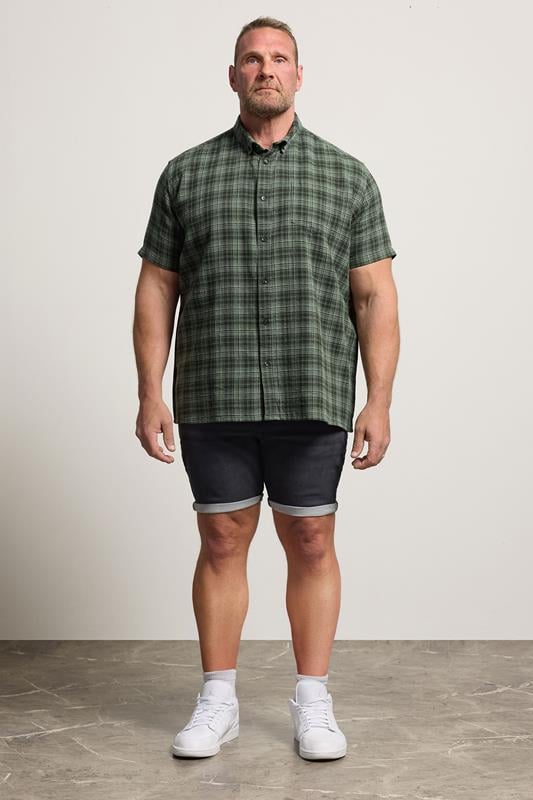 BadRhino Big & Tall Green Check Print Short Sleeve Shirt | BadRhino 1